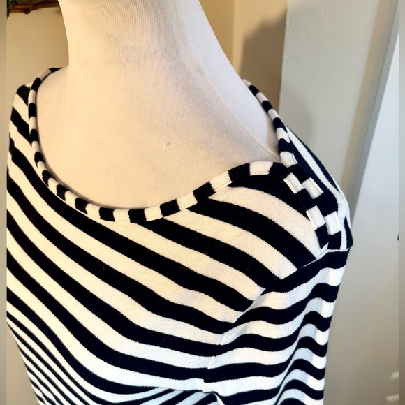 VINEYARD VINES Long-Sleeve Cotton Striped Navy/White Dress in Deep Bay Sz XS - Picture 8 of 11